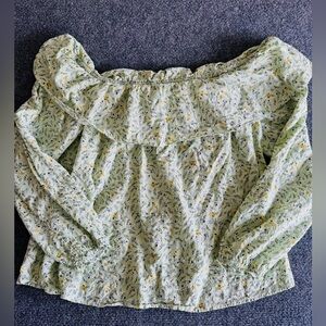 Ana Floral Off-Shoulder Women Top Size Large Cottage